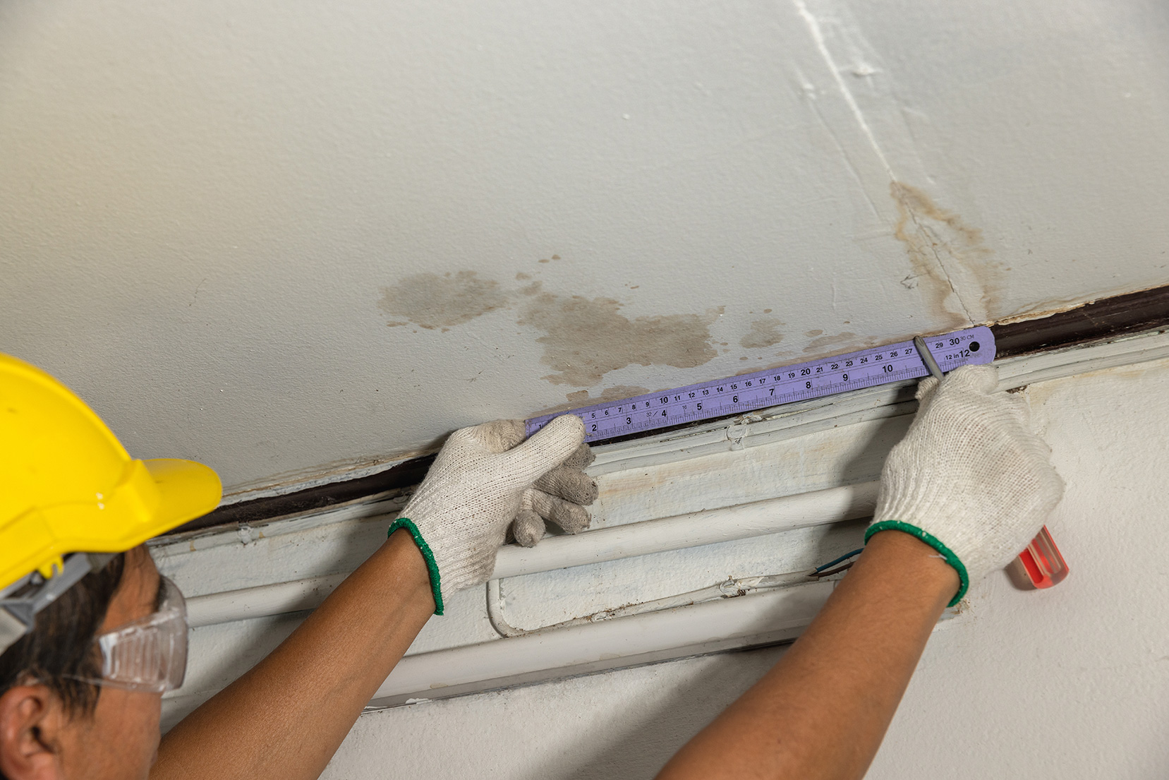 water damage on ceiling